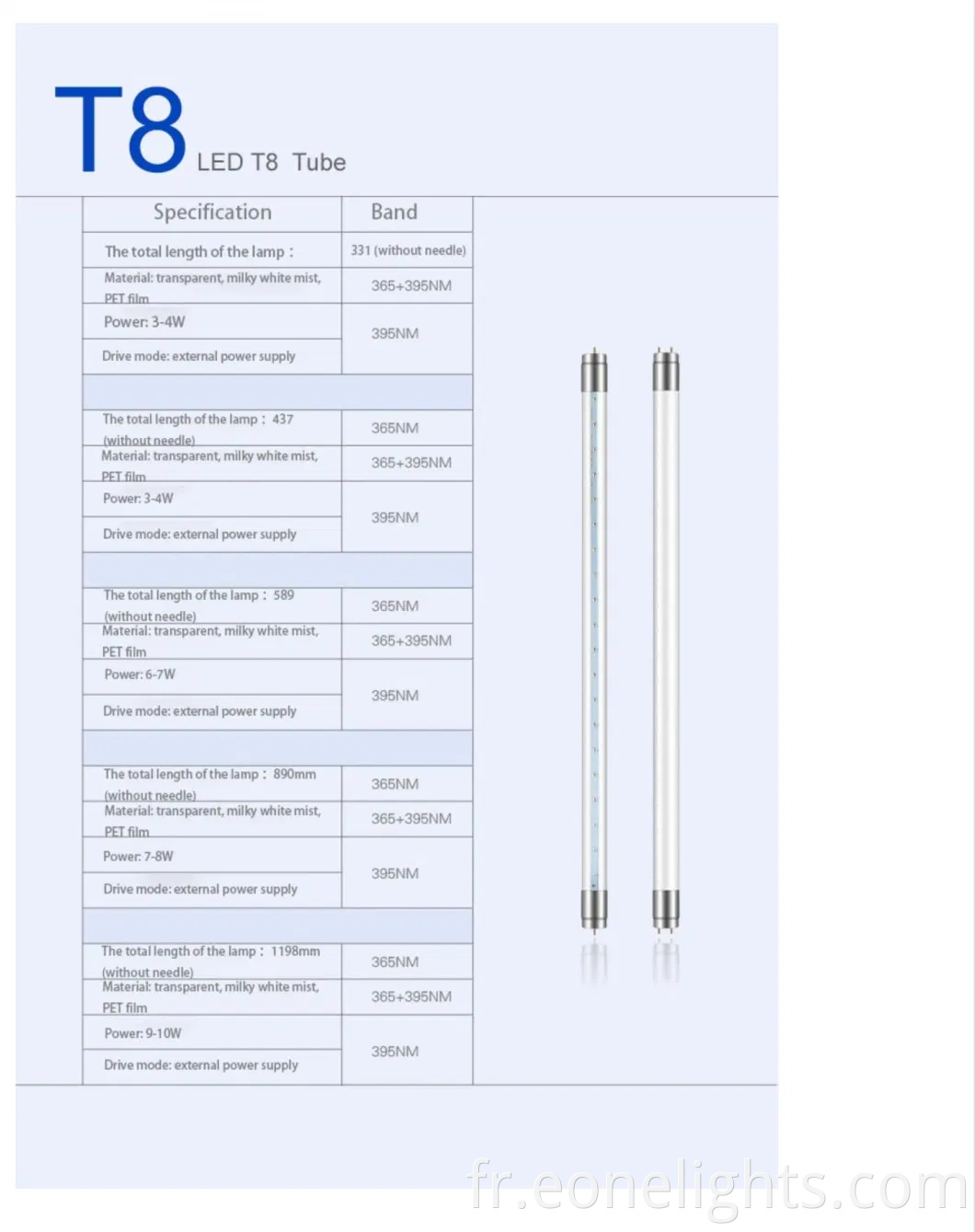 LED professionnelle haute puissance T8 1200 mm 2 pieds lampe à lumière UV piégeant les insectes